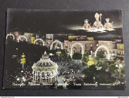 Cartolina Bisceglie - Piazza Vittorio Emanuele - Festa Patronale (Notturna)