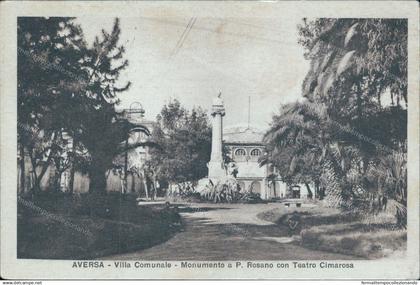 cs195  cartolina aversa villa comunale mon. p.rosano con teatro cimarosa caserta