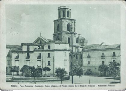 cs621 cartolina  aversa piazza normanna seminario e cupola caserta