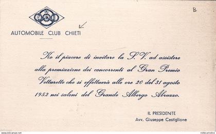 # CHIETI: TESTATINA  "AUTOMOBILE CLUB CHIETI" - invito 1952