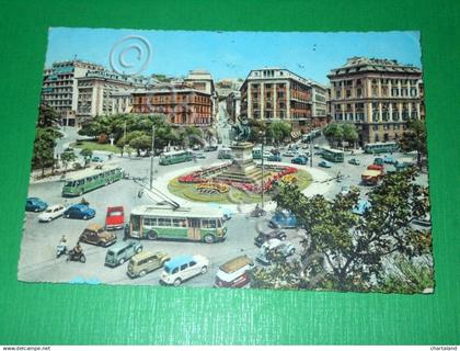 Cartolina Genova - Piazza Corvetto - Trasporti Pubblici 1965