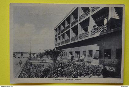 Cartolina Carbonia Albergo Centrale 1950