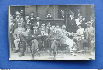 Cartolina Montecatini - Gruppo di persone al bar - 1910 ca.