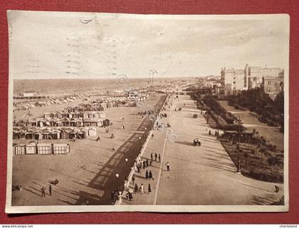 Cartolina - La Riviera di Rimini - Rimini - Panorama della Spiaggia - 1934