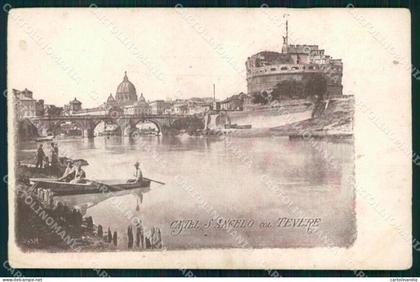 Roma Città Castel Sant'Angelo Tevere Barche ABRASA cartolina MX2345