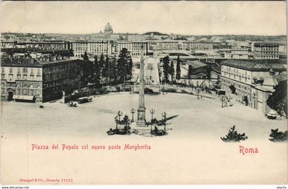 CPA Roma Piazza del Popolo cpl nuovo Ponte Margherita LAZIO ITALY (809251)