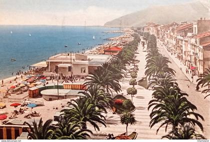 Cartolina - Riviera delle palme - Loano - Lungomare e Viale delle Palme - 1957