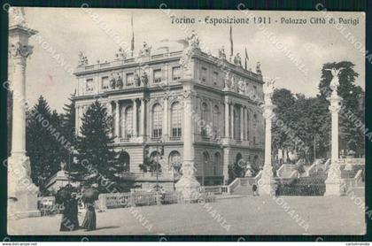 Torino Città Esposizione Palazzo Città di Parigi PIEGHINA cartolina MZ9849