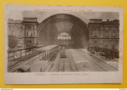 Cartolina Torino - Interno Stazione Porta Nuova - 1900