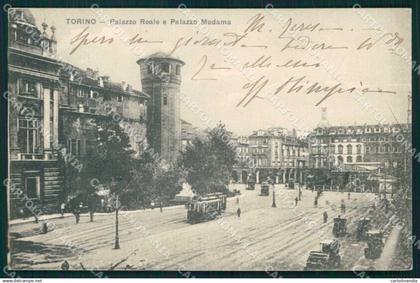 Torino Città Palazzo Reale Tram Palazzo Madama cartolina MZ7846