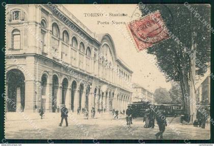 Torino Città Stazione Porta Nuova Tram cartolina MZ8506