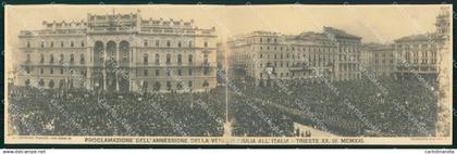 Trieste Città Annessione Venezia Giulia Doppia Foto cartolina RT5137