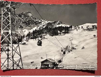 Cartolina - Courmayeur ( Val d'Aosta ) - Plan Checrouit e Stazione Funivia 1960