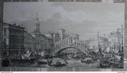 VENETIE  LITHO  ,, CANALETTO ,, +- 1875  33 X 18 CM    LOOK 4 SCNAS