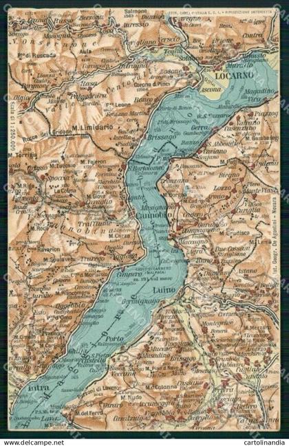 Verbania Varese Svizzera Lago Maggiore Mappa 52 Lago Maggiore cartolina RT2480