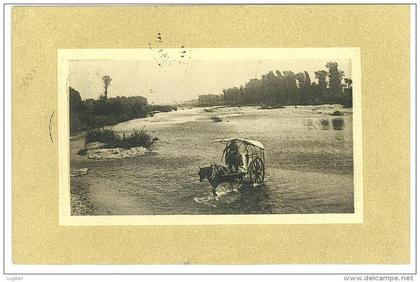 CARTOLINA - FIUME TEVERE - GUADO DI CARROZZA CON CAVALLO - LAZIO  -  VIAGGIATA 1909 - RARA