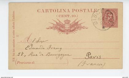 ITALIE - BISCEGLIE - Carte pré affranchie postée à BISCEGLIE en 1891 - PHILATÉLIE  CARTONILA POSTALE TIMBRE CENT.10