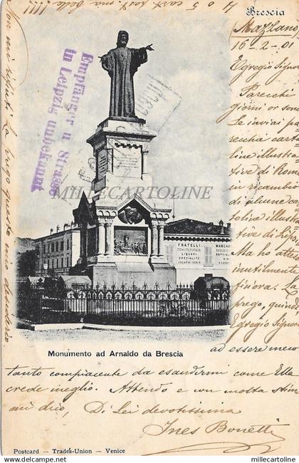 BRESCIA - Monumento ad Arnaldo da Brescia - Postcard Tradés-Union