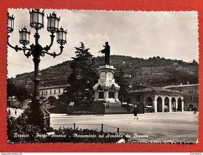 Cartolina - Brescia - Porto Venezia - Monumento ad Arnaldo da Brescia - 1954 ca.