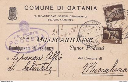 CATANIA: testatina - "Comune di Catania"  - servizi Demografici /Anagrafe  1941