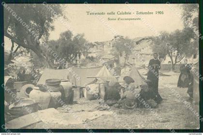 Catanzaro Lamezia Terme Scene d'Accampamento 1905 Terremoto cartolina RB7284