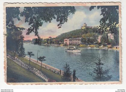 Torino Fiume Po e Chiesa dei Cappuccini old postcard travelled 1938 b180710