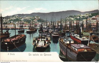 CPA Un Saluto da GENOVA Il Porto LIGURIA ITALY (809429)