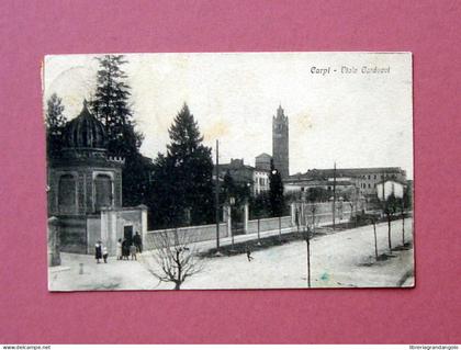 Cartolina Carpi Viale Carducci animata viaggiata 1912