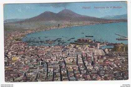 Naples from San Martino postcard travelled 1922 Napoli Ferrovia Pmk b170215