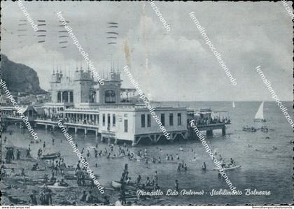 ch189 cartolina mondello lido palermo stabilimento balneare palermo piega