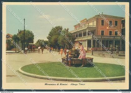 Rimini Miramare di Rimini Albergo Tonini PIEGA FG cartolina JK3058