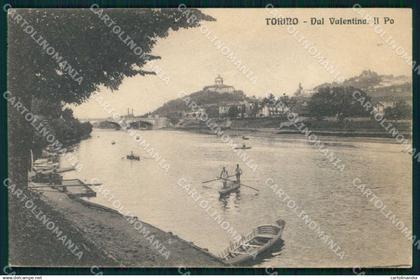 Torino Città Fiume Po Barche Valentino cartolina MZ9156