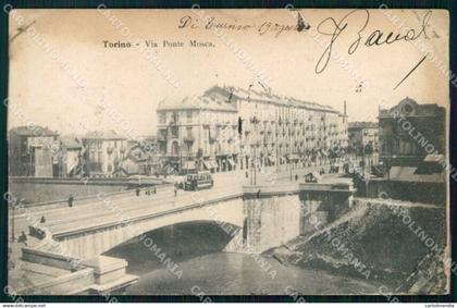 Torino Città Via Ponte Mosca Tram ABRASA cartolina MZ6386