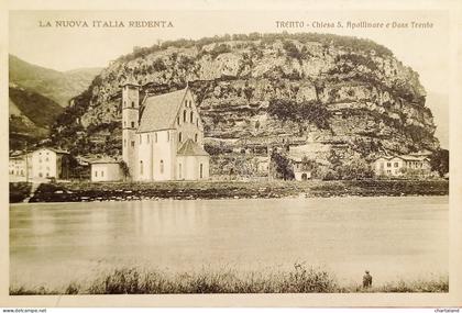 Cartolina - Trento - Chiesa S. Apollinare e Doss Trento - 1920 ca.