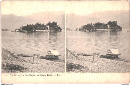 CPA Carte Postale stéréoscopique Italie Lac Majeur et Isola Bella  VM79611