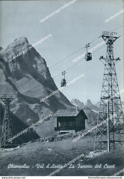 bz672 cartolina champoluc val d'aosta la funivia del crest