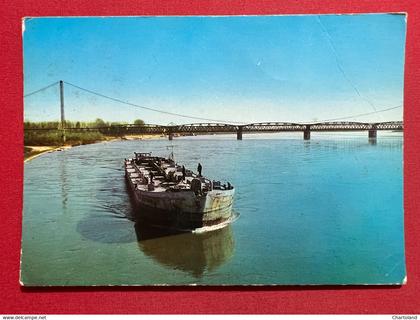 Cartolina - Cremona - Navigazione sul Fiume Po - 1955 ca.