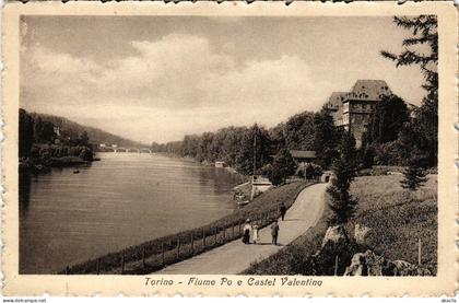 CPA Torino Fiume Po e Castel Valentino ITALY (801153)