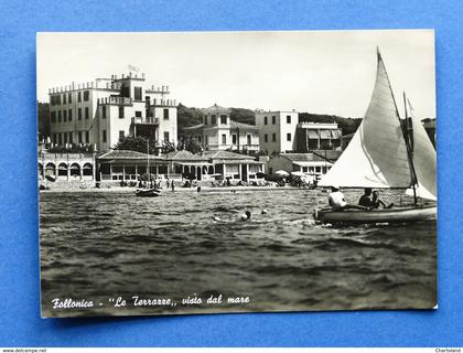 Cartolina Follonica - "Le Terrazze" visto dal mare - 1953