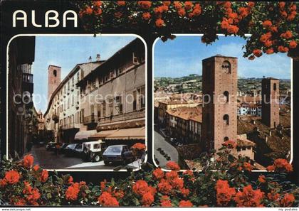 72583719 Alba Piemonte Ortsansichten Turm Blumen Alba Piemonte