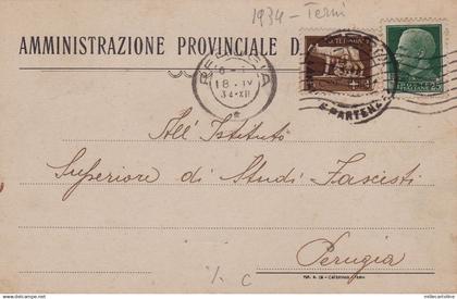 TERNI: testatina - "Amministrazione Provinciale di Terni"   1934