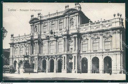 Torino Città Palazzo Carignano Tramway cartolina MZ8097