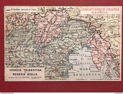 Cartolina Transatlantica Italiana, Genova - Venezia Tridentina e Venezia - 1918