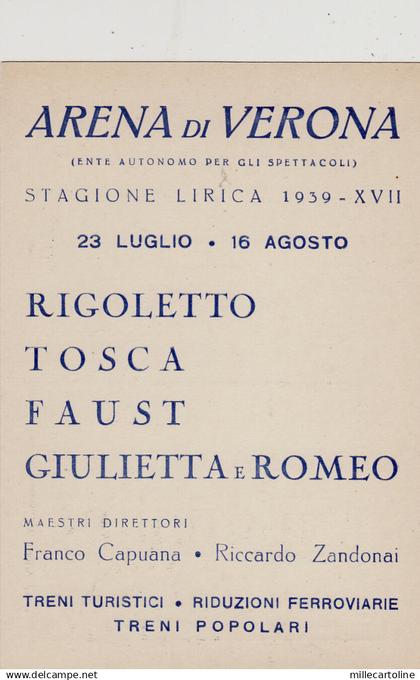 #VERONA: ARENA DI VERONA- STAGIONE LIRICA 1939