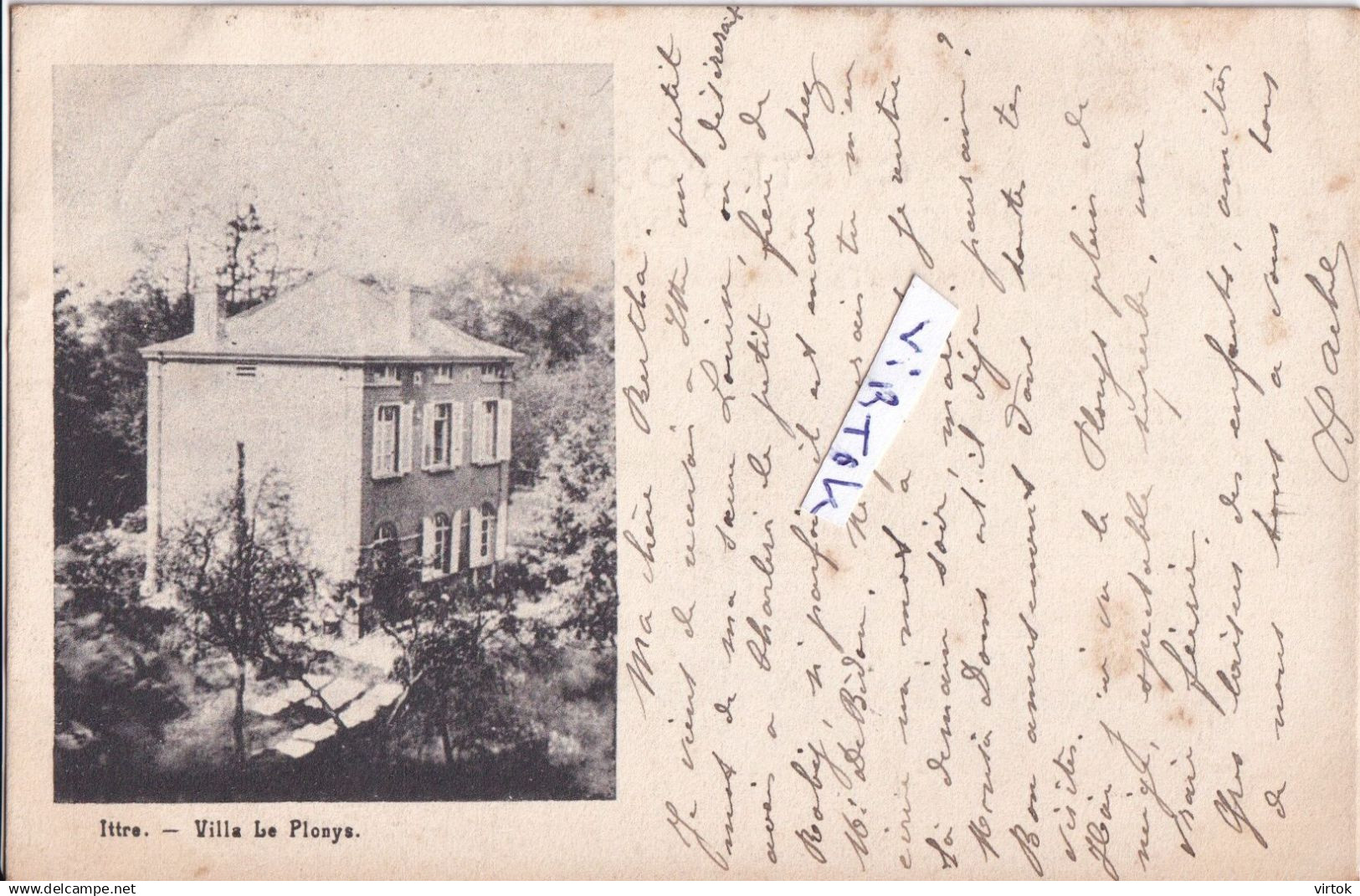 Ittre :  villa  Le Plonys    (  1908  avec timbre )