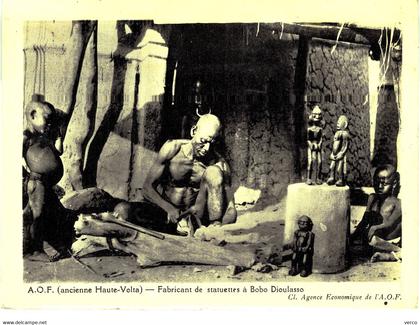 Carte POSTALE  Ancienne de  COTE d'IVOIRE / Fabrication de statuettes à Bobo Dioulasso