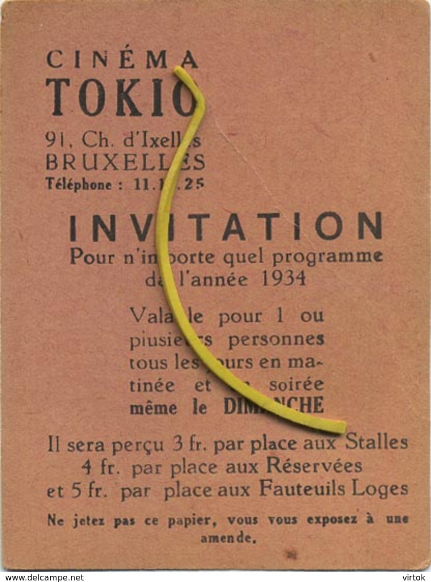 Ixelles - Elsene :  Cinéma  TOKIO (  reclame )