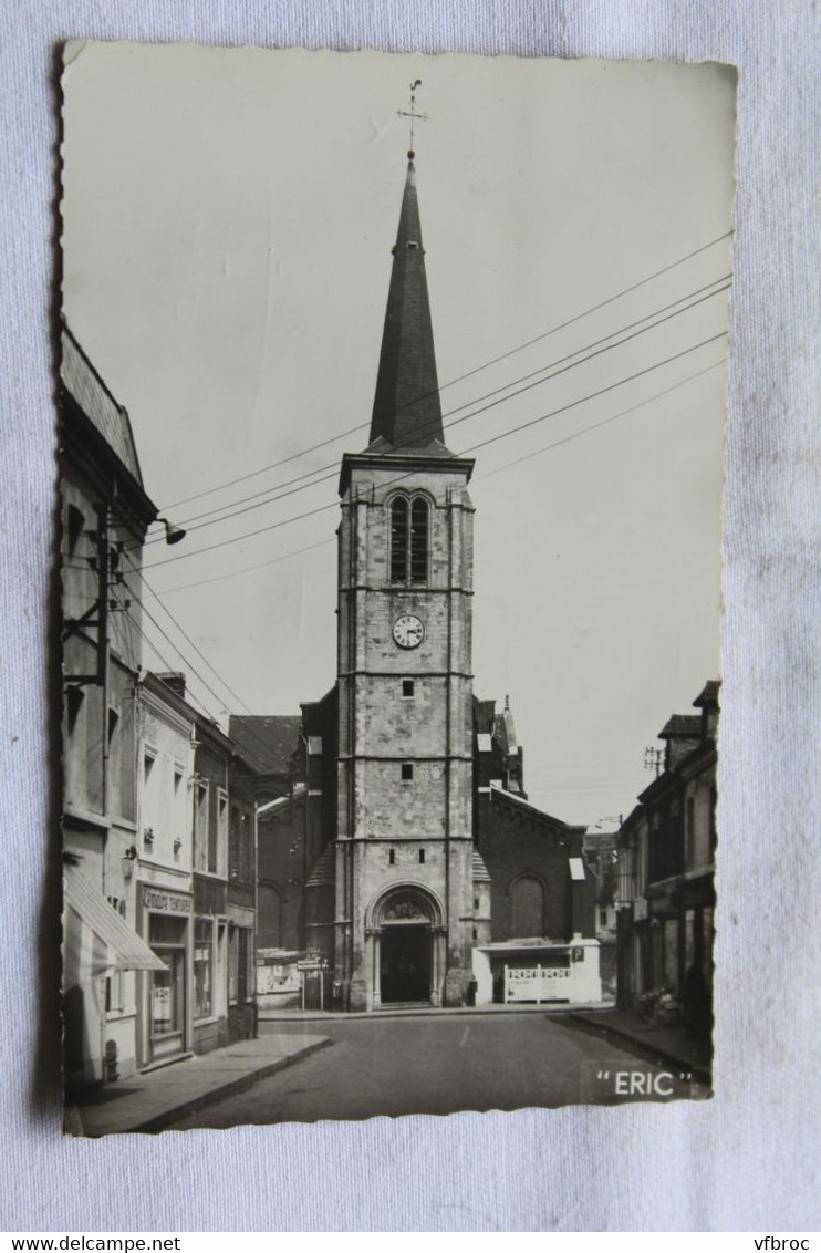 J810, Cpsm, Denain, l'église saint Martin, Nord 59