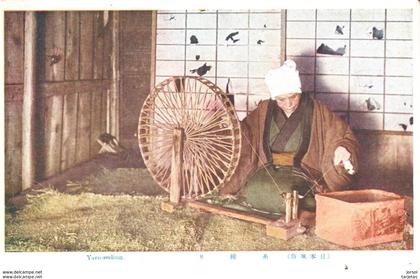 POSTAL   JAPON  - YARN REELING  (TRABAJANDO EL HILO)