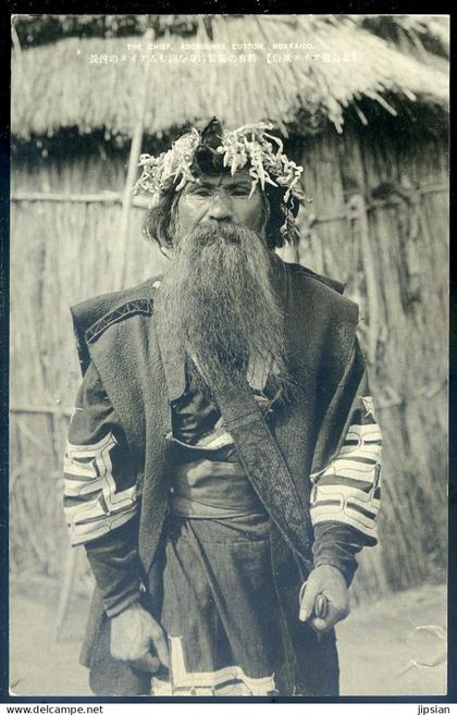 cpa du Japon Hokkaido Ainu Ainus Aborigines custom , The Chief -- Aborigene Aboriginis  MAI24-28